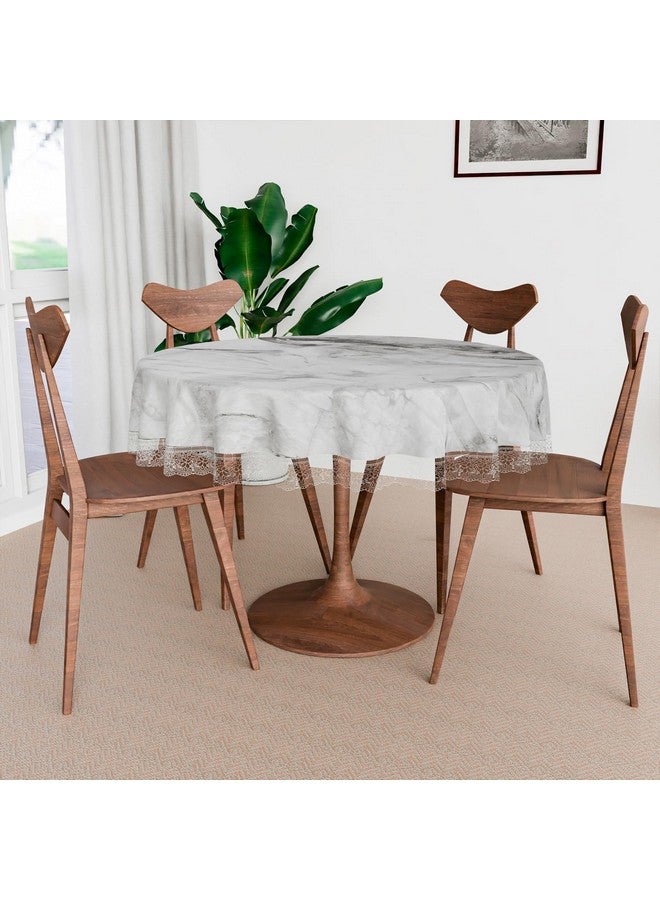 Kuber Industries Round Table Cover | PVC Table Cloth for Round Tables | 4 Seater Round Table Cloth | Marble Kitchen Dining Tablecloth | Tabletop Cover | 60 Inch | Gray - Image 2