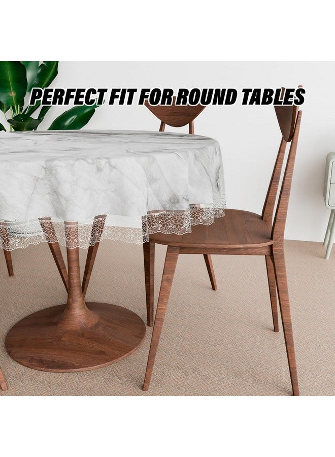 Kuber Industries Round Table Cover | PVC Table Cloth for Round Tables | 4 Seater Round Table Cloth | Marble Kitchen Dining Tablecloth | Tabletop Cover | 60 Inch | Gray - Image 3