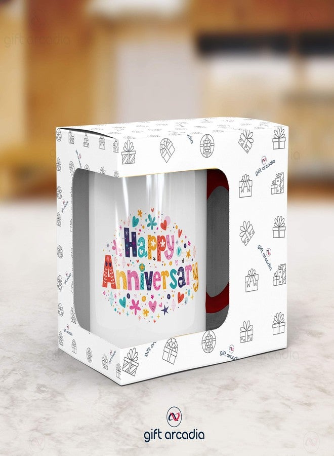 Gift Arcadia Ceramic Happy Anniversary Coffee Mug - 2 Pieces, Red, 330ml (A308) - Image 5