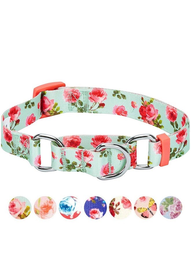 Blueberry Pet Blueberry Pet Spring Scent Inspired Rose Print Martingale Safety Training Dog Collar, Turquoise, Small, Heavy Duty Adjustable Collars for Dogs  - Image 5