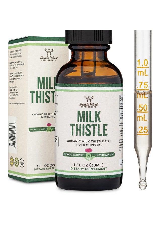 Double Wood Supplements Milk Thistle Supplement - Organic Milk Thistle Liver Detox Drops 1 FL OZ - 30 Servings (Vegan Safe, Non-GMO, Gluten Free) Perfect Addition to Milk Thistle Tea by Double Wood - Image 1