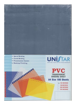 100-Piece A4 Size Clear PVC Binding Sheet 150 Micron Thickness - pzsku/ZBF338F57A50F02A9200CZ/45/_/1735930247/a8401c6a-c093-42da-ae7f-e95fd71c13ef