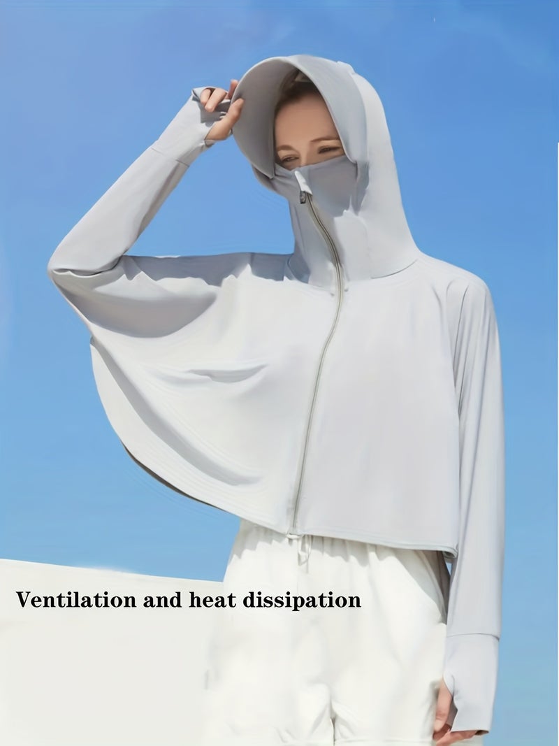 قناع وجه نسائي صيفي بتصميم واقٍ من الشمس، قابل للتنفس، مقاوم للأشعة فوق البنفسجية، من ألياف إيس سليكى مع غطاء رأس - Image 3