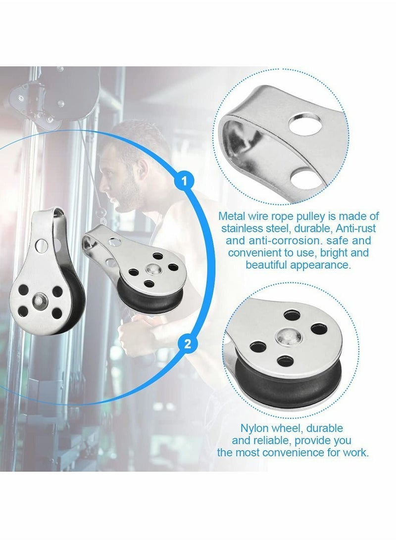 Y&D - Pulley Block, 4 Pcs Single Block,Stainless Steel Wire Rope Controller Silver Block - Image 1