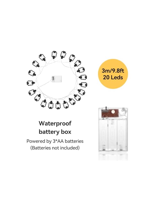 The Bros 3M/9.8FT 20 LEDS Diwali Ramadan String Light Outdoor Battery Powered Lantern Kerosene String Lights Waterproof for Eid Mubarak Christmas Halloween Wedding Patio Garden Party Decoration  - Image 3