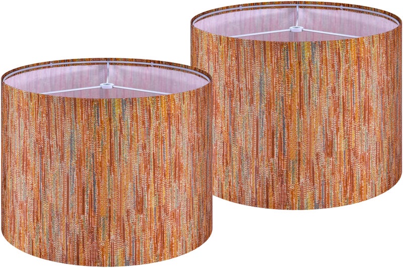 GO&SO Set of 2 Stripe Drum Lamp Shades Chroma Red- 13"x13"x10" (Spider) - Bohemia Style Replacement Lampshade for Table, Floor & Bedside Lamps -Handcrafted Natural Fabric Lamp Shade -Easy Assembly - Image 1