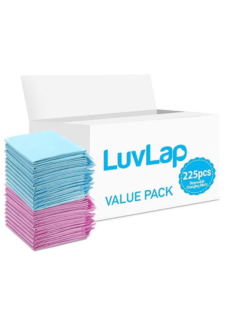 Luvlap Disposable Changing Mats, 225 Counts, Soft Waterproof Mat, Portable Leak Proof Changing Mat, New Mom Leak-Proof Under pad, Mattress Table Protector Pad - Image 1