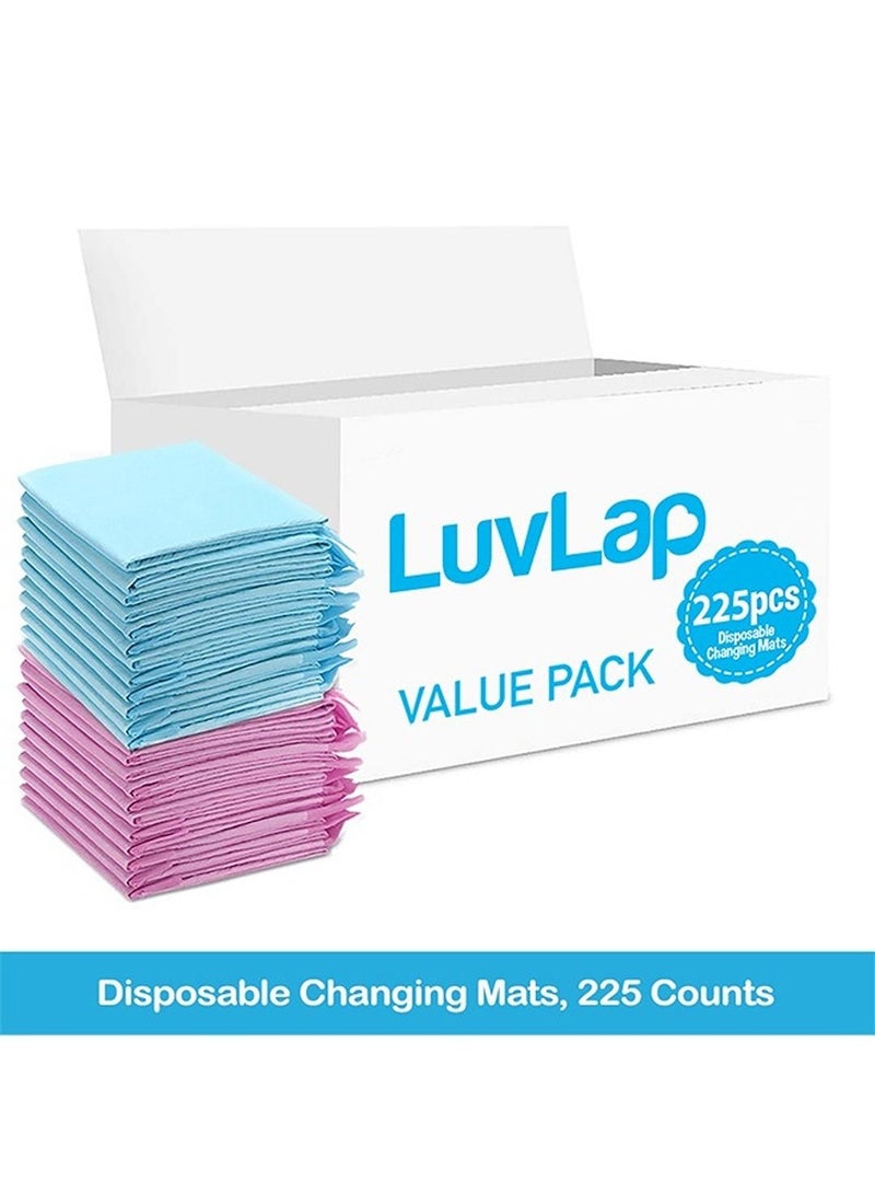 Luvlap Disposable Changing Mats, 225 Counts, Soft Waterproof Mat, Portable Leak Proof Changing Mat, New Mom Leak-Proof Under pad, Mattress Table Protector Pad - Image 2