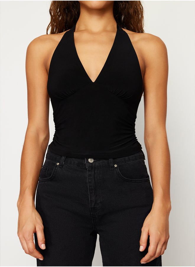 trendyol - Black Halter Knitted Blouse TWOSS24BZ00061 - Image 1