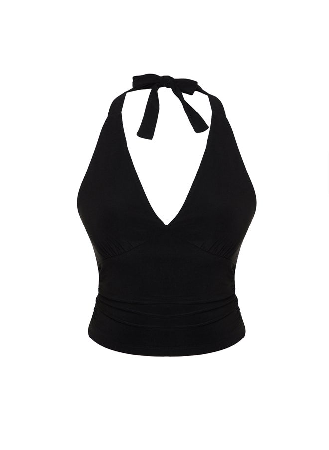 trendyol - Black Halter Knitted Blouse TWOSS24BZ00061 - Image 1