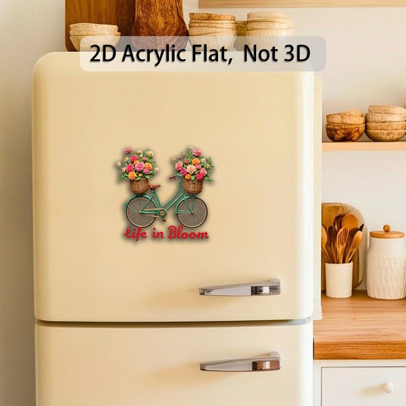 A 2D Magnetic Plane Made Of Acrylic And Rubber With A Vintage Bicycle Cross Stitch Design Colorful Floral Woven Basket And Life In Bloom Phrase For Craft Enthusiasts Model A - Image 5