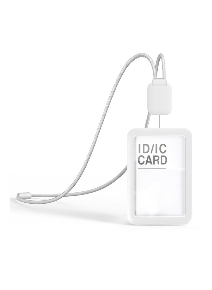 SENDEFN Premium ID Badge Holder with Lanyard, Retractable Badge Reel, Safety Breakaway Buckle, Card Slots Soft Silicone ID Card Holder Vertical for Office Staff Teachers Employees （White-Vertical） - Image 1