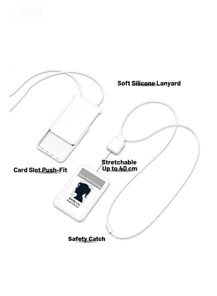 SENDEFN Premium ID Badge Holder with Lanyard, Retractable Badge Reel, Safety Breakaway Buckle, Card Slots Soft Silicone ID Card Holder Vertical for Office Staff Teachers Employees （White-Vertical） - Image 2