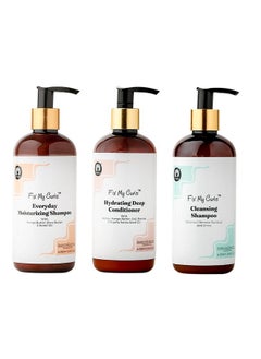 Fix My Curls Wash Day Trio | Cleansing & Moisturizing Shampoo, Hydrating Deep Conditioner | Silicone & Sulphate Free | For Curly, Wavy Hair| 250Ml Each  - Image 1