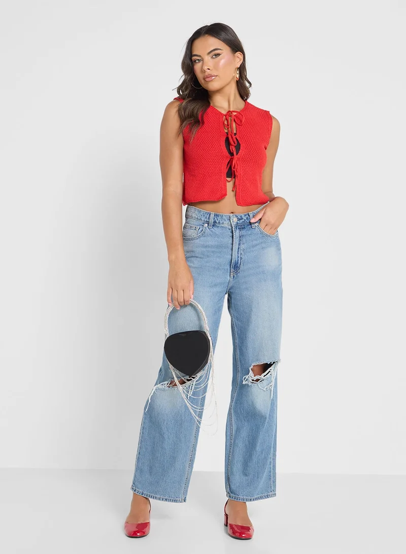 Ginger  Knitted Tie Up Detail Vest for Women | Best Price UAE