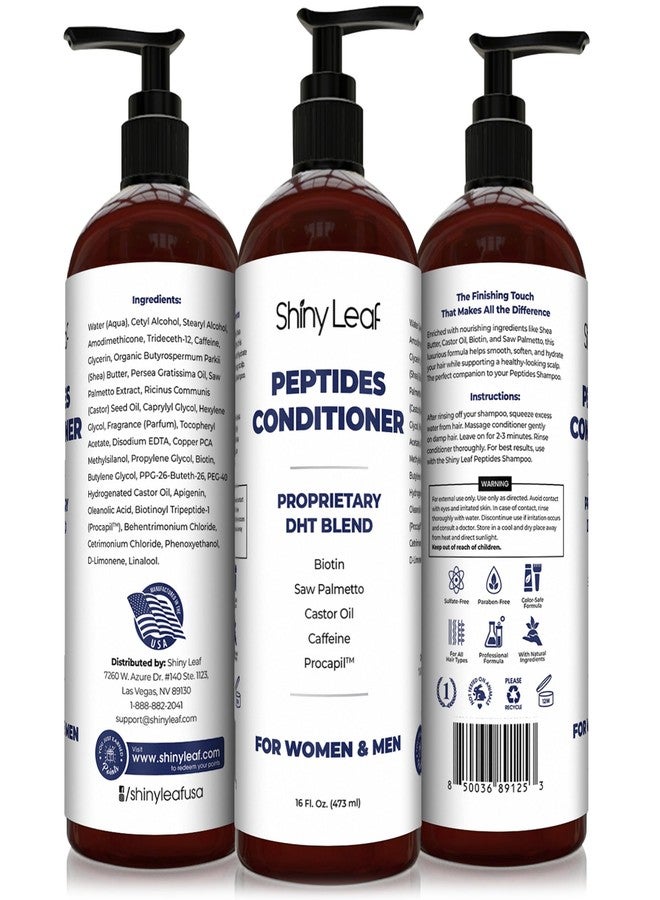 Shiny Leaf Anti-Thinning Peptide Conditioner - Sulfate Free Hydrating & Thickening Hair Conditioner with Biotin, Caffeine & Saw Palmetto for Women & Men, Safe for Color-Treated & All Hair Types, 16 fl.oz - Image 1