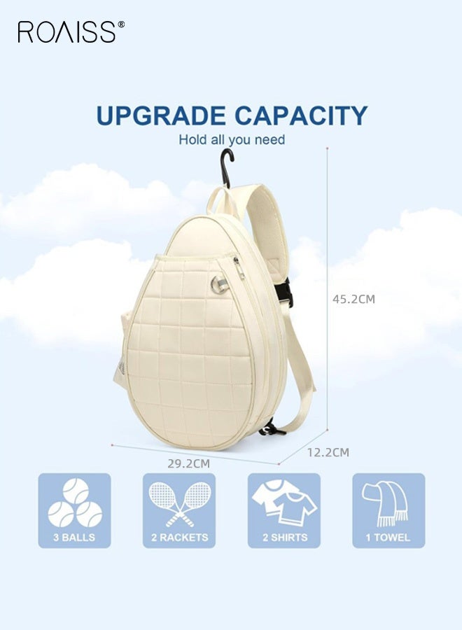 رويس حقيبة ظهر رياضية كبيرة السعة لرياضة المضارب وكرة الريشة والتنس مع تخزين متعدد الطبقات وحجرة أحذية مستقلة للاعبين، لون بيج - Image 2
