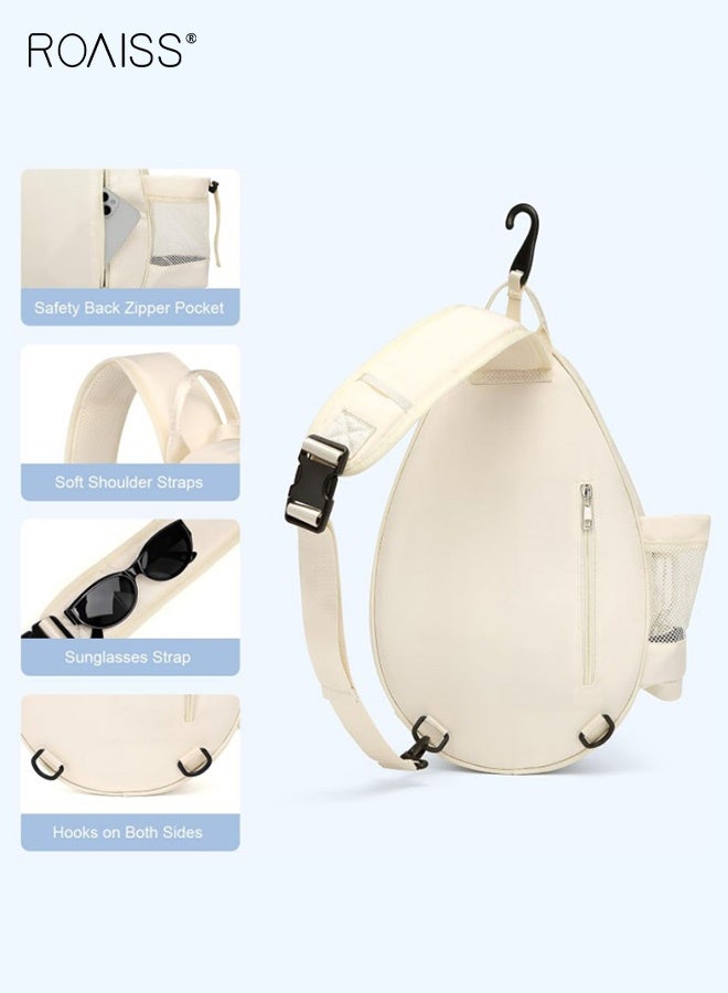 رويس حقيبة ظهر رياضية كبيرة السعة لرياضة المضارب وكرة الريشة والتنس مع تخزين متعدد الطبقات وحجرة أحذية مستقلة للاعبين، لون بيج - Image 3