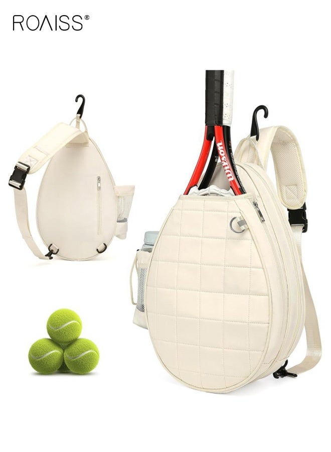 رويس حقيبة ظهر رياضية كبيرة السعة لرياضة المضارب وكرة الريشة والتنس مع تخزين متعدد الطبقات وحجرة أحذية مستقلة للاعبين، لون بيج - Image 1