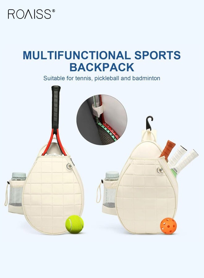 رويس حقيبة ظهر رياضية كبيرة السعة لرياضة المضارب وكرة الريشة والتنس مع تخزين متعدد الطبقات وحجرة أحذية مستقلة للاعبين، لون بيج - Image 4