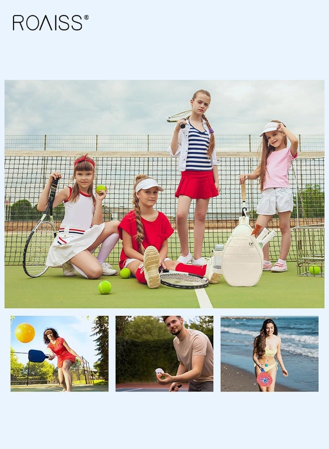 رويس حقيبة ظهر رياضية كبيرة السعة لرياضة المضارب وكرة الريشة والتنس مع تخزين متعدد الطبقات وحجرة أحذية مستقلة للاعبين، لون بيج - Image 5