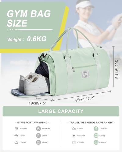 WISEPACK Gym Bag Womens Mens with Shoes Compartment and Wet Pocket Travel Duffel Bag for Women for Plane Sport Gym Tote Bags Swimming Yoga Small Waterproof Weekend Overnight Carry on Bag Hospital Holdalls - Image 3