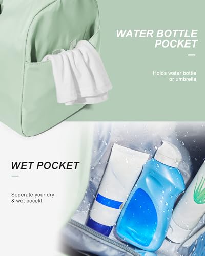 WISEPACK Gym Bag Womens Mens with Shoes Compartment and Wet Pocket Travel Duffel Bag for Women for Plane Sport Gym Tote Bags Swimming Yoga Small Waterproof Weekend Overnight Carry on Bag Hospital Holdalls - Image 5