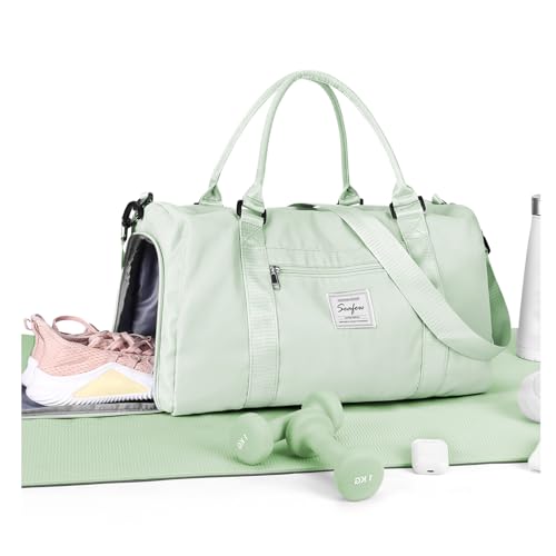 WISEPACK Gym Bag Womens Mens with Shoes Compartment and Wet Pocket Travel Duffel Bag for Women for Plane Sport Gym Tote Bags Swimming Yoga Small Waterproof Weekend Overnight Carry on Bag Hospital Holdalls - Image 1