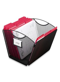 Safco Products Onyx Mesh Lettersize Desktop Tub File 2162Bl Black Powder Coat Finish Durable Steel Mesh Construction Collapsible For Compact Storage Integrated Handles  - Image 1