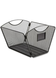 Safco Products Onyx Mesh Lettersize Desktop Tub File 2162Bl Black Powder Coat Finish Durable Steel Mesh Construction Collapsible For Compact Storage Integrated Handles  - Image 3
