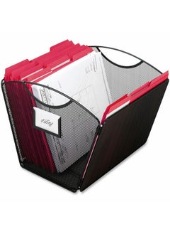 Safco Products Onyx Mesh Lettersize Desktop Tub File 2162Bl Black Powder Coat Finish Durable Steel Mesh Construction Collapsible For Compact Storage Integrated Handles  - Image 2