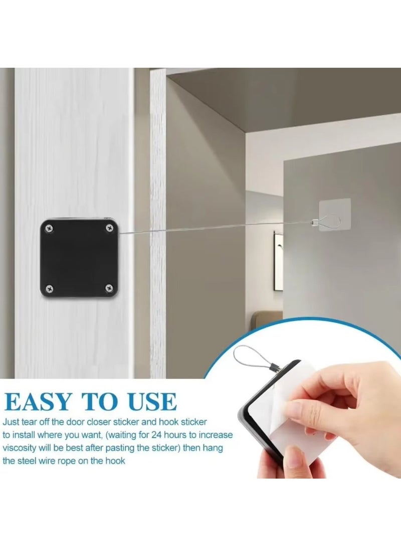 MOTION Automatic Door Closer with 3M Adhesive, Heavy Duty 28LB Pull, Stick-On Wire Closer for Most Doors, Easy Install, No Drilling - Image 2