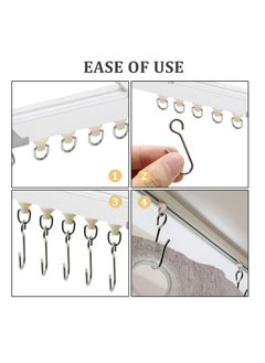 Excefore Curtain Hooks and Gliders Set, 80 Pieces Shower Curtain Pack, of 40 Pieces Hooks and 40 Pieces Gliders, for Window Door Shower Bathroom, Bendable Curtain Track Pulley  - Image 2