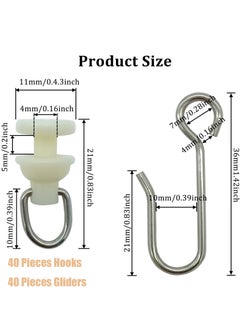 Excefore Curtain Hooks and Gliders Set, 80 Pieces Shower Curtain Pack, of 40 Pieces Hooks and 40 Pieces Gliders, for Window Door Shower Bathroom, Bendable Curtain Track Pulley  - Image 5