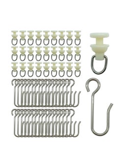 Excefore Curtain Hooks and Gliders Set, 80 Pieces Shower Curtain Pack, of 40 Pieces Hooks and 40 Pieces Gliders, for Window Door Shower Bathroom, Bendable Curtain Track Pulley  - Image 1