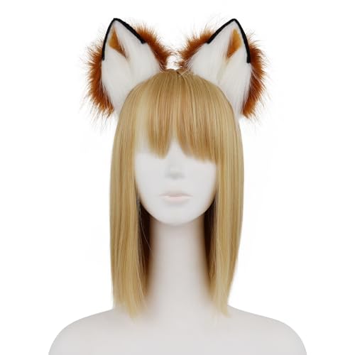 HAOAN Handmade Faux Fur Fox Wolf Ears Headband Halloween Christmas Cosplay Party Costume Accessories - Image 2