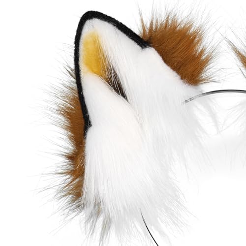 HAOAN Handmade Faux Fur Fox Wolf Ears Headband Halloween Christmas Cosplay Party Costume Accessories - Image 5
