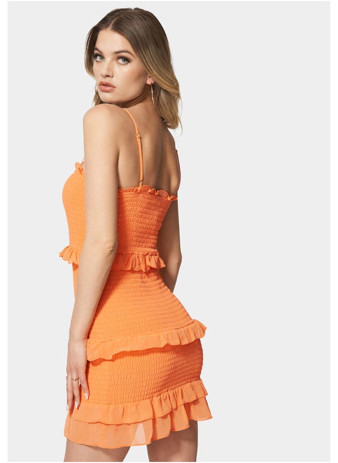 bebe - SMOCKED RUFFLE MINI DRESS - Image 1