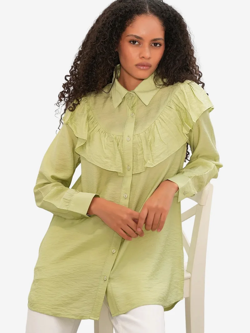 بيغ دارت BDART Long Relaxed Shirt With Frill Detail