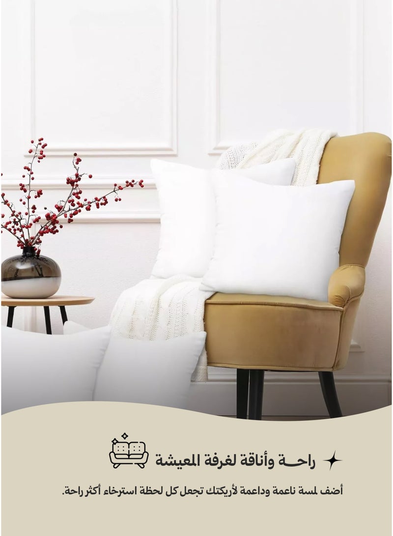 فن الراحة 4 وسائد أريكة بيضاء ناعمة ومريحة من الألياف الدقيقة الناعمة مع حشوة مريحة ودعم مثالي - وسائد للأريكة، السرير، المكتب، السيارة وأماكن الاسترخاء - Image 2