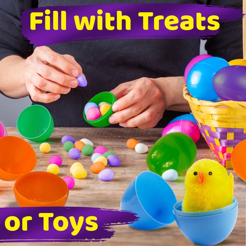 stargo 50 Pack - Plastic Easter Eggs Empty 3.2â€ Large Plastic Eggs Fillable for Easter Egg Hunt, Easter Egg Basket, Party Favor, Surprise Egg. Set of Bright Multicolored Eggs - Image 4