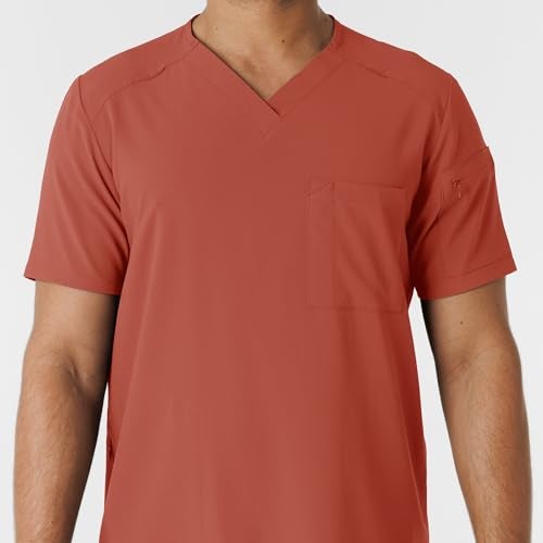 Wink Renew Men's V-Neck 5 Pocket Scrub Top, Mineral Red, XS - Image 5