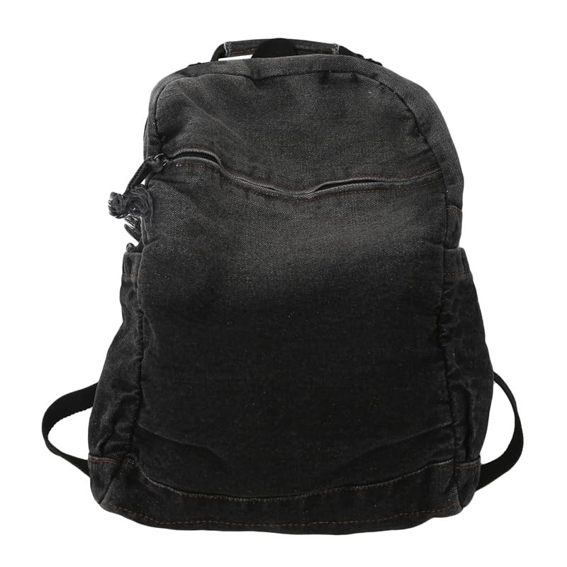 TYHOTULY Gradient Denim Backpack Y2K Aesthetic Lightweight Laptop Backpack Classic Retro Jeans Backpack Casual Travel Daypack b Dark - Image 1