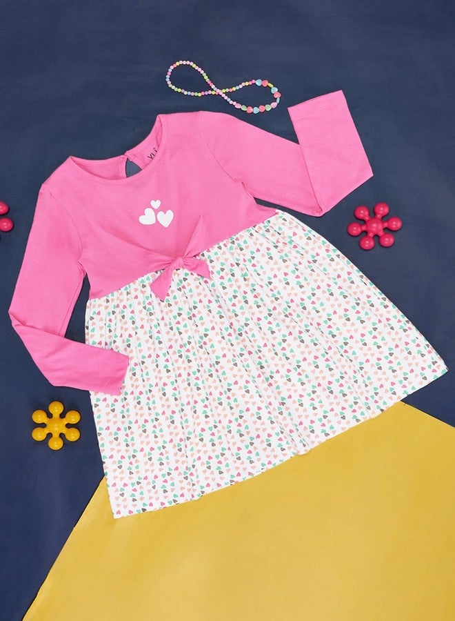 YU by Pantaloons Girl's Cotton Classic Midi Dress (110143422008_Pink - Image 2