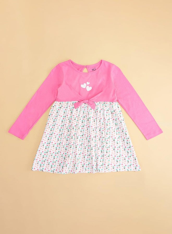 YU by Pantaloons Girl's Cotton Classic Midi Dress (110143422008_Pink - Image 4