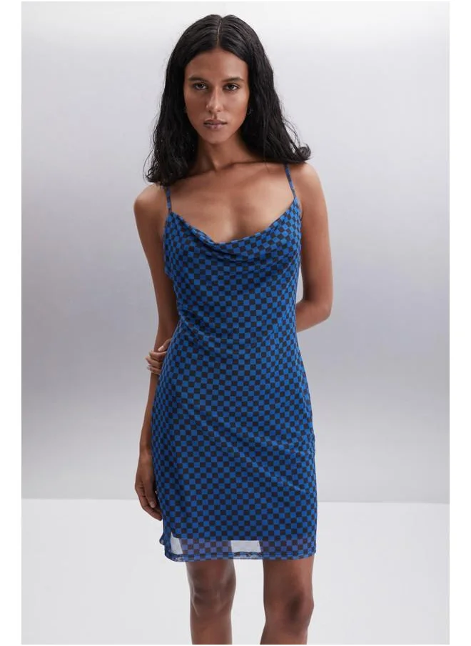 GRIMELANGE Grimelange Marigen Women's 100% Polyester Regular Black - Blue Dress