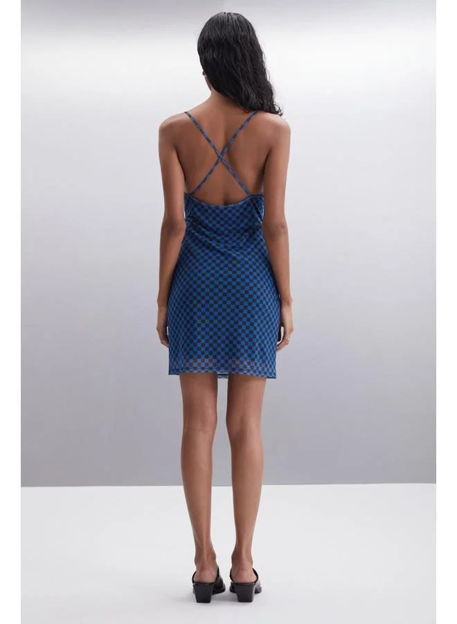 GRIMELANGE Grimelange Marigen Women's 100% Polyester Regular Black - Blue Dress