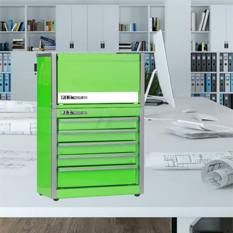PIT P.I.T. Mini Green Tool Box, Portable 3 Drawer Steel Stackable Tool Box with Magnetic Tab Locking, Green Micro Top Chest with Liner for Tools Storage and Organizers, Home DIY - Image 5