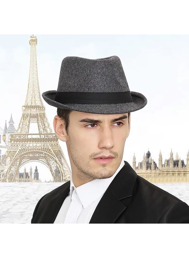 BXT Men Short Brim Fedora Hat 1920s Gentlemen Hat Vintage Trilby Cap Carnival Easter Party Prom Travel Club Photography Church Costume Accessories - Image 5