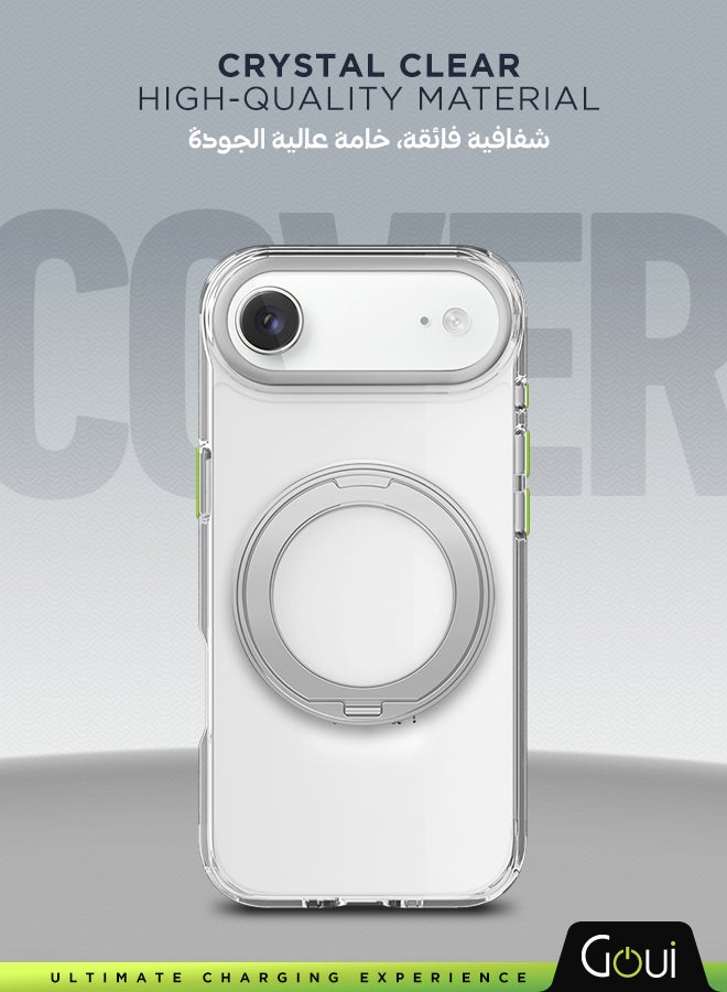 Goui iPhone 17 AIR Case - Premium Clear iPhone Case, with Full Protection, Scratch & Shock Resistant, Built-in Ring Holder, and Anti-Smudge Design Transparent/Silver - Image 1